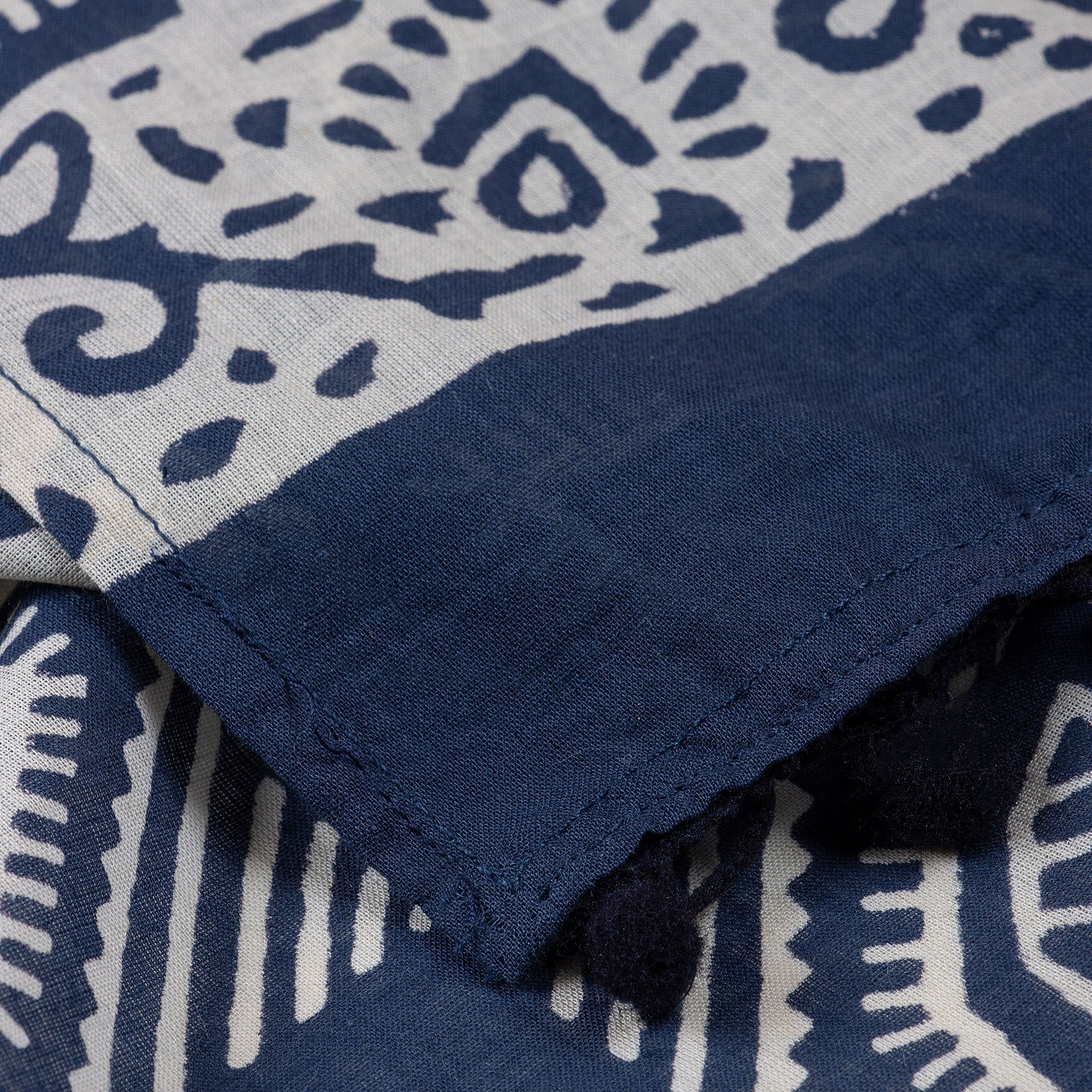 Blue Hand Block Print Cotton Stoles For Ladies